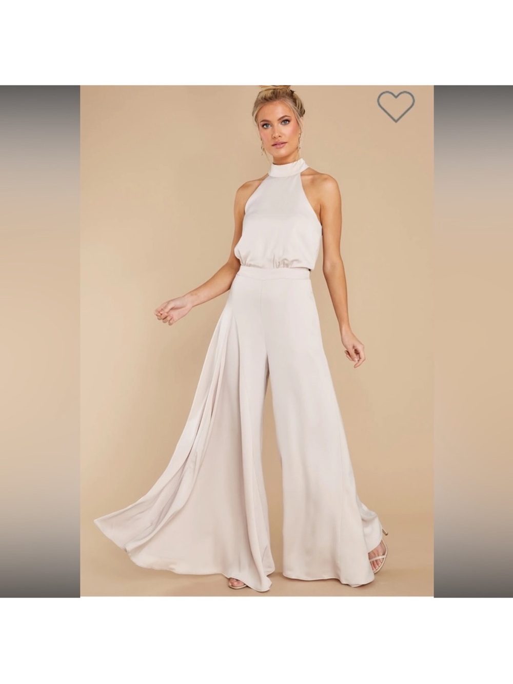 Red Dress Boutique There’s No One Else Champagne High-Neck Wide-Leg Jumpsuit